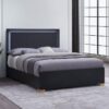 Marceline Wood Full LED Panel Bed Black