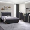 Marceline Wood Eastern King LED Panel Bed Black