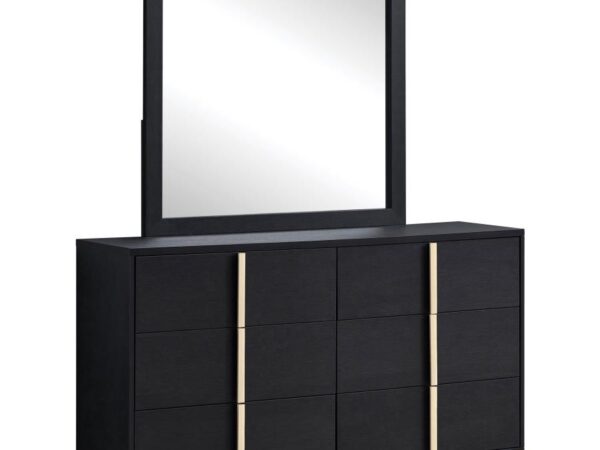 Marceline 6-drawer Dresser with Mirror Black