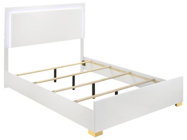 Marceline Wood Queen LED Panel Bed White