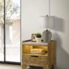 Henderson 1-drawer LED Nightstand Bedside Table Medium Oak