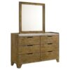 Henderson 6-drawer Bedroom Dresser with Mirror Medium Oak