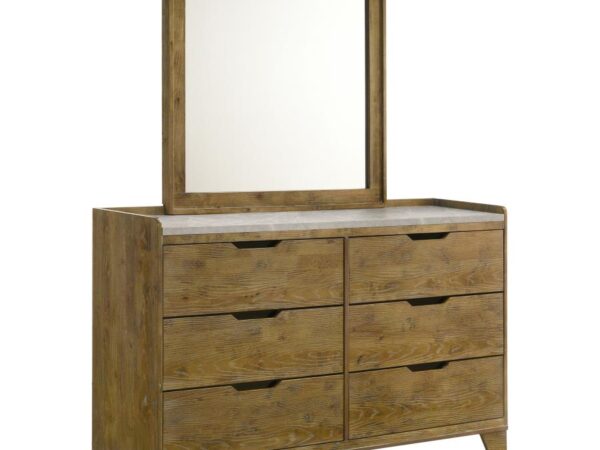 Henderson 6-drawer Bedroom Dresser with Mirror Medium Oak