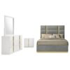 Ines 4-piece Eastern King Bedroom Set Grey and White High Gloss