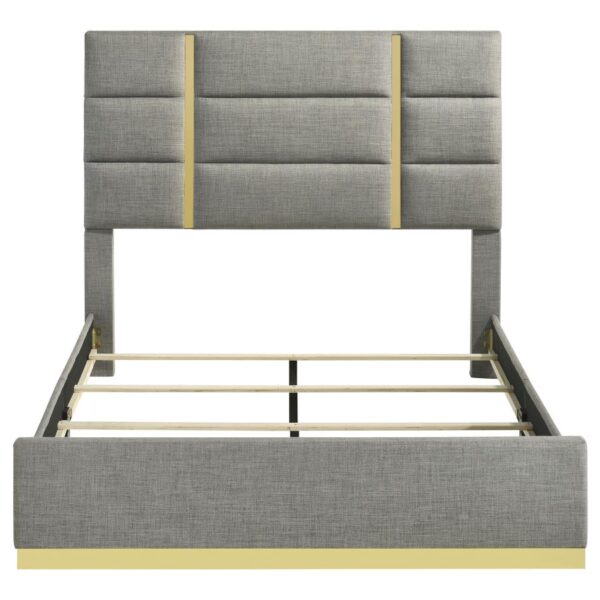 Ines 52-inch Fabric Upholstered Eastern King Panel Bed Grey