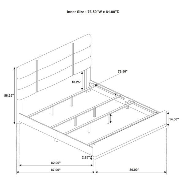 Ines 52-inch Fabric Upholstered Eastern King Panel Bed Grey