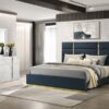 Ines 4-piece Eastern King Bedroom Set Navy and White High Gloss