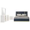Ines 4-piece Eastern King Bedroom Set Navy and White High Gloss