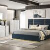 Ines 5-piece Eastern King Bedroom Set Navy and White High Gloss