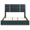 Ines 52-inch Fabric Upholstered Eastern King Panel Bed Navy