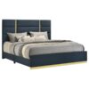 Ines 52-inch Fabric Upholstered Queen Panel Bed Navy