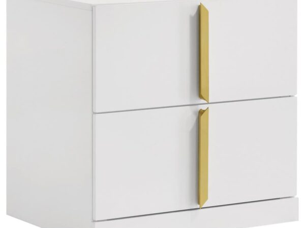 Ines 2-drawer Nightstand Bedside Table White High Gloss