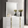 Ines 6-drawer Bedroom Dresser with Mirror White High Gloss