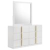 Ines 6-drawer Bedroom Dresser with Mirror White High Gloss