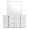 Ines 6-drawer Bedroom Dresser with Mirror White High Gloss