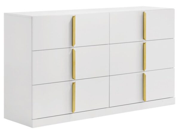 Ines 6-drawer Bedroom Dresser Cabinet White High Gloss
