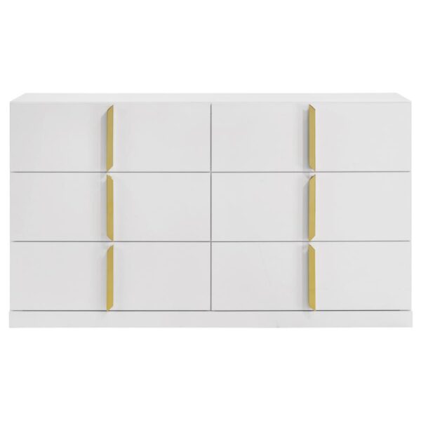 Ines 6-drawer Bedroom Dresser Cabinet White High Gloss