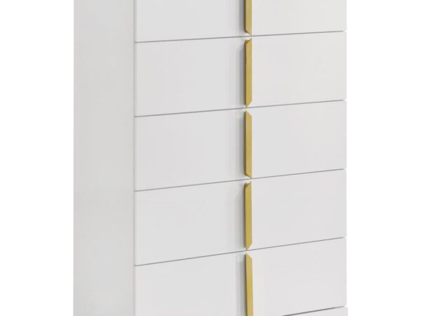 Ines 5-drawer Bedroom Chest of Drawers White High Gloss