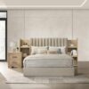 Arielle Eastern King Bookcase Panel Storage Bed Light Oak