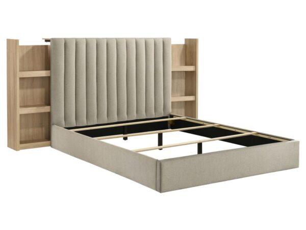 Arielle Queen Bookcase Panel Storage Bed Light Oak