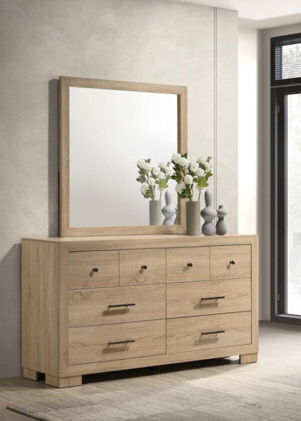 Arielle 6-drawer Bedroom Dresser with Mirror Light Oak