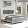 Gunnison Wood Eastern King LED Panel Bed Silver Metallic