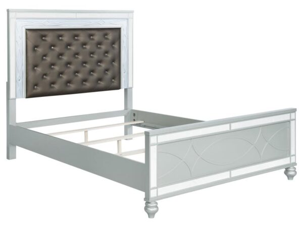 Gunnison Wood California King LED Panel Bed Silver Metallic