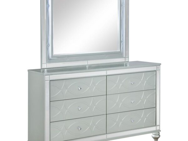Gunnison 6-drawer Dresser with Mirror Silver Metallic