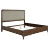 Maderia 57-inch Upholstered Eastern King Panel Bed Walnut