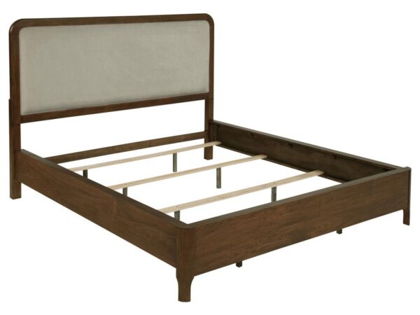Maderia 57-inch Upholstered California King Panel Bed Walnut