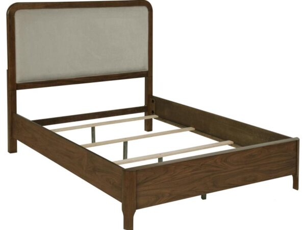 Maderia 57-inch Upholstered Queen Panel Bed Walnut
