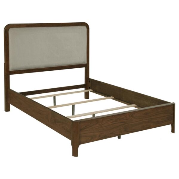 Maderia 57-inch Upholstered Queen Panel Bed Walnut