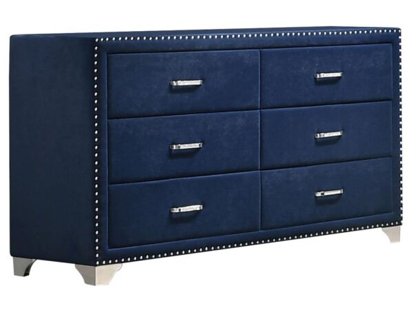 Melody 6-drawer Upholstered Dresser Pacific Blue