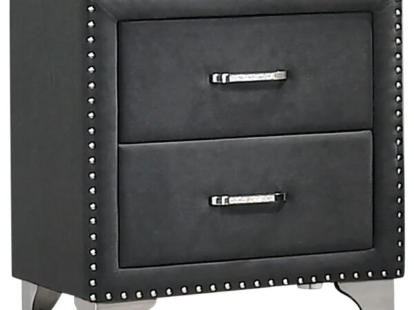 Melody Upholstered 2-drawer Nightstand Grey