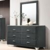Melody 6-drawer Upholstered Dresser with Mirror Grey