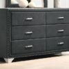 Melody 6-drawer Upholstered Dresser Grey