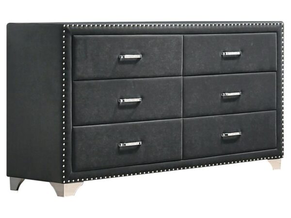 Melody 6-drawer Upholstered Dresser Grey