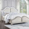 Evangeline Wood Eastern King LED Panel Bed Silver Oak