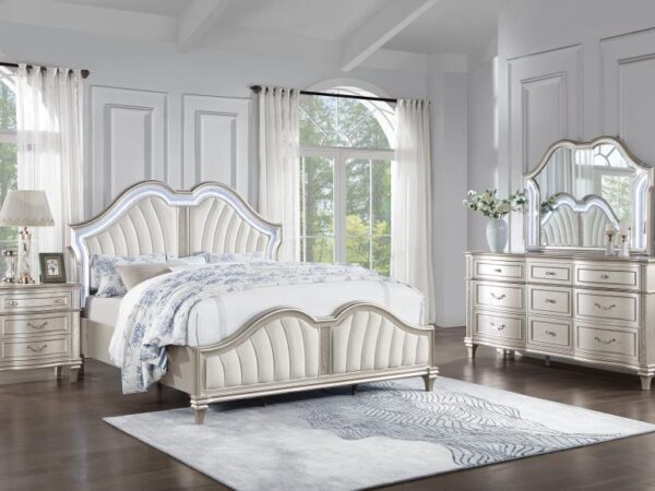 Evangeline 4-piece California King Bedroom Set Silver Oak