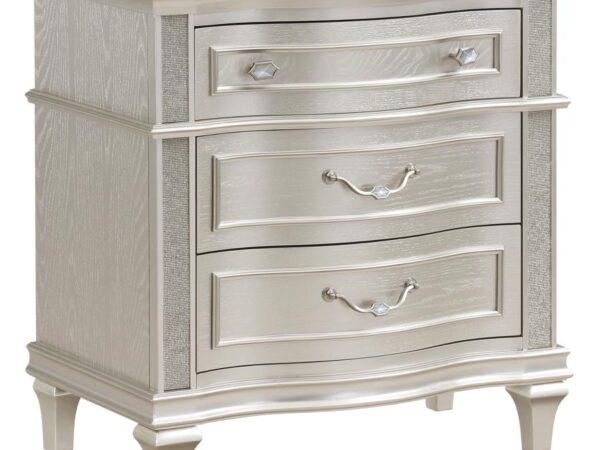 Evangeline 3-drawer Nightstand Silver Oak