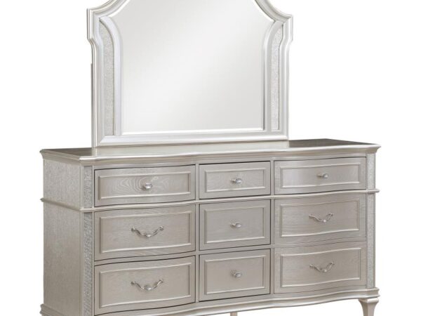 Evangeline 9-drawer Dresser with Mirror Silver Oak