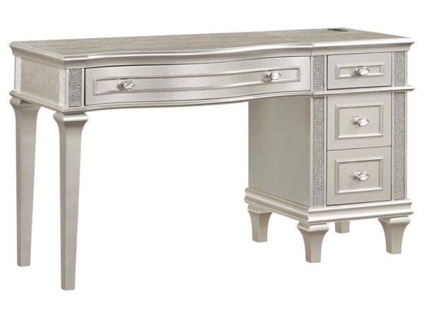 Evangeline 4-drawer Vanity Desk Makeup Table Silver Oak