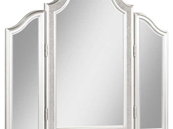 Evangeline Tri-Fold Vanity Mirror Silver Oak