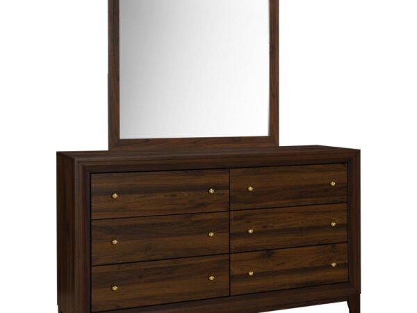 Welsley 6-drawer Dresser and Mirror Walnut