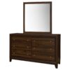 Welsley 6-drawer Dresser and Mirror Walnut
