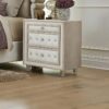 Antonella Upholstered 3-drawer Nightstand Ivory and Camel