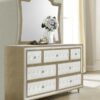 Antonella 7-drawer Upholstered Dresser with Mirror Ivory