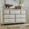 Antonella 7-drawer Upholstered Dresser Ivory and Camel