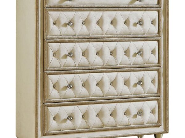 Antonella 5-drawer Bedroom Chest Ivory and Camel