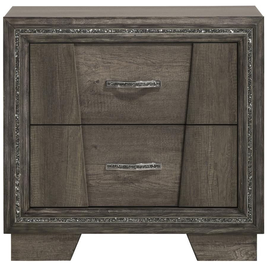 Janine 2-drawer Nightstand Bedside Table Grey